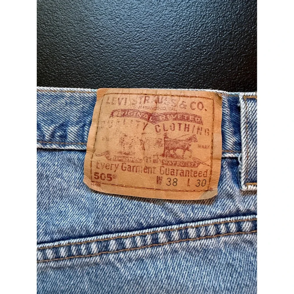 Levis 505 Regular Fit Straight Leg Jeans Light Wash Denim Mens 38x30